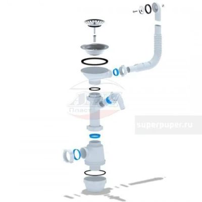 Лот: 17486478. Фото: 1. Сифон 3 1/2*40 с переливом мойки... Водоотведение, водостоки и канализация