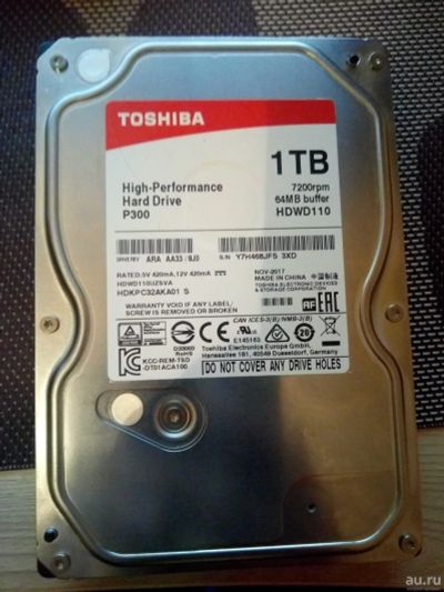 Лот: 18086435. Фото: 1. Жесткий диск Toshiba P300 1ТБ. Жёсткие диски (HDD)