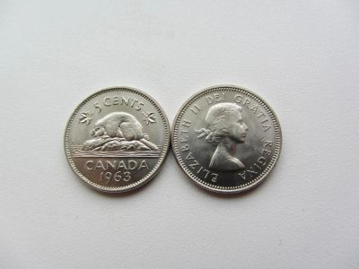 Лот: 10976305. Фото: 1. Канада 5 центов 1963 " Бобер... Америка