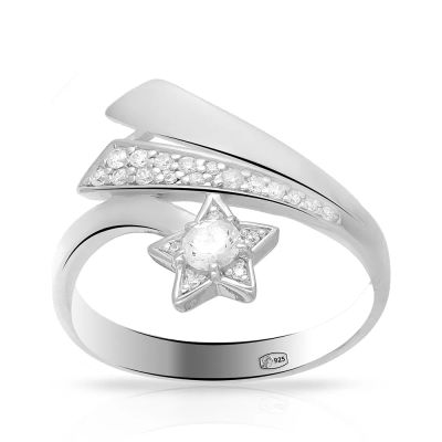 Лот: 23787897. Фото: 1. Кольцо из серебра с фианитом SWAROVSKI... Кольца, перстни