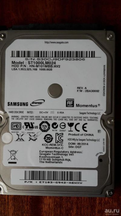 Лот: 8218692. Фото: 1. Жесткий диск 2.5" Samsung st1000lm024... Жёсткие диски (HDD)
