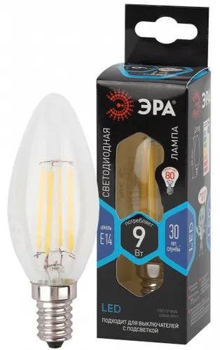Лот: 24526147. Фото: 1. Светодиодная лампа ЭРА F-LED B35-9w-840-E14. Лампочки