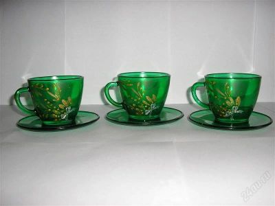 Лот: 1605474. Фото: 1. Набор чайный (зеленый) 12 предметов. Кружки, стаканы, бокалы