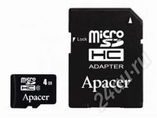 Лот: 173907. Фото: 1. Apacer micro SD 4 Gb. Карты памяти