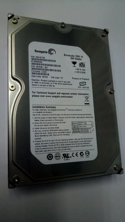 Лот: 10234882. Фото: 1. HDD 500Gb IDE Seagate. Жёсткие диски (HDD)