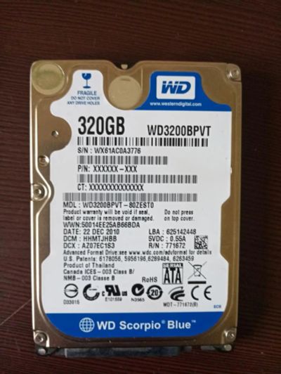 Лот: 11548176. Фото: 1. WD Blue 320GB (WD320BPVT). Жёсткие диски (HDD)