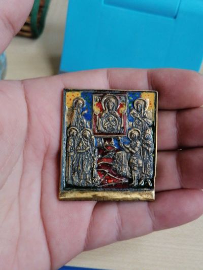 Лот: 16459912. Фото: 1. Старинная иконка - Знамение присвятой... Предметы интерьера и быта