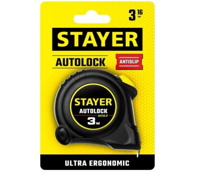 Лот: 20312575. Фото: 1. Рулетка 3м Stayer 16мм АвтоСтоп... Ручной инструмент