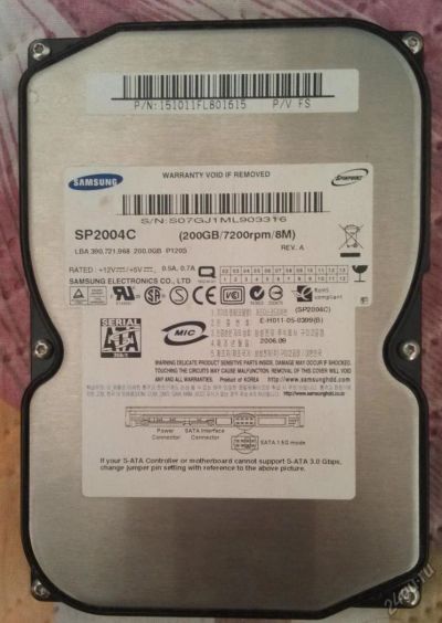 Лот: 5635628. Фото: 1. Жесткий диск HDD 200 Gb SATA-II... Жёсткие диски (HDD)