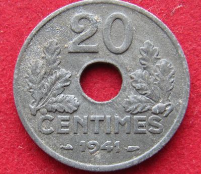 Лот: 15232597. Фото: 1. Франция 20 сантимов, 1941. Остальные страны
