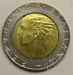 Лот: 47340. Фото: 1. Италия. 500 лир 1990г. Биметалл... Европа