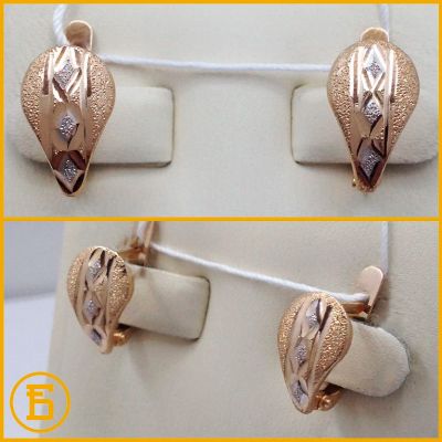 Лот: 9282136. Фото: 1. Золотые серьги 585 пробы. Вес... Серьги, каффы