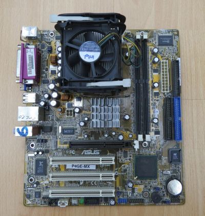 Лот: 4638215. Фото: 1. ASUS P4GE-MX рабочая + проц Селерон... Материнские платы
