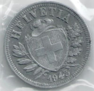 Лот: 11345338. Фото: 1. Швейцария 2 раппен цента 1943... Европа