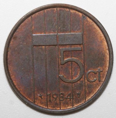 Лот: 8301263. Фото: 1. 5 центов 1984 год. Нидерланды. Европа