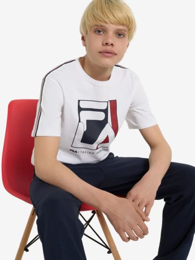 Лот: 25538777. Фото: 1. Футболка для мальчиков FILA, Белый. Другое (спортивная одежда)