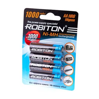 Лот: 14550986. Фото: 1. Аккумулятор Ni-MH AA Robiton 1000mAh... Батарейки, аккумуляторы, элементы питания