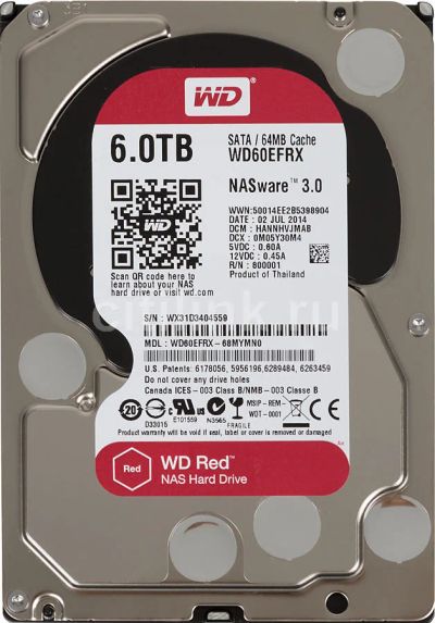 Лот: 11569151. Фото: 1. Жесткий диск WD Red WD60EFRX... Жёсткие диски