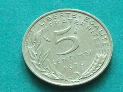 Лот: 11743341. Фото: 1. Монета 5 пять сантим Франция 1979... Европа