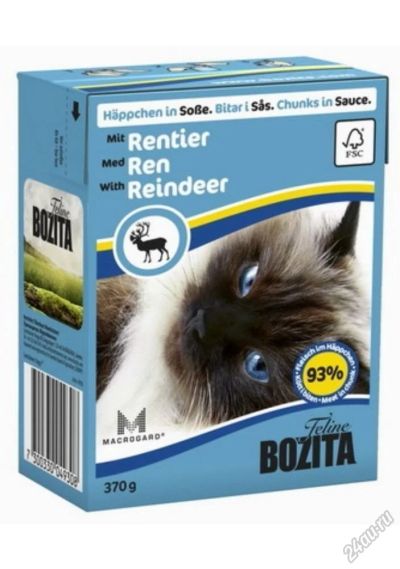 Лот: 5562345. Фото: 1. Консервы Bozita Feline Reindeer... Корма