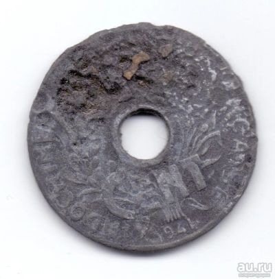Лот: 16642233. Фото: 1. Монета 1 цент Индо-Китай (цинк... Азия