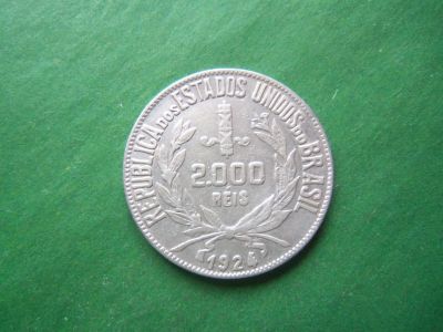 Лот: 19870744. Фото: 1. Бразилия 2000 рейс 1924 г., серебро... Америка