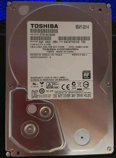 Лот: 19533356. Фото: 1. Жесткий диск Toshiba 2Tb. Жёсткие диски (HDD)
