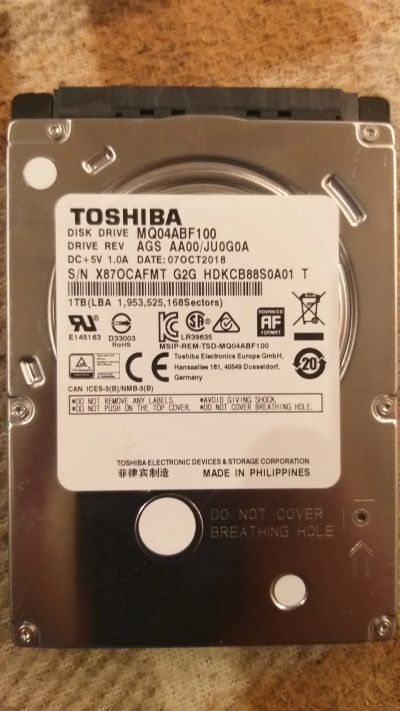 Лот: 18665786. Фото: 1. Toshiba MQ04ABF100 (бэды). Жёсткие диски (HDD)