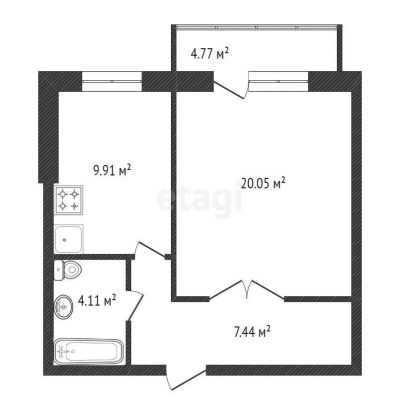 Лот: 20818088. Фото: 1. Продам 1-комн. кв. 40.6 кв.м... Квартиры, студии