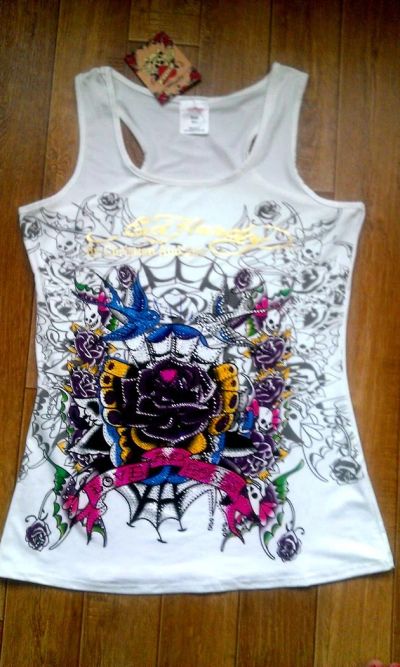Лот: 3108293. Фото: 1. Крутая Майка от "Ed Hardy" белого... Футболки, топы и майки