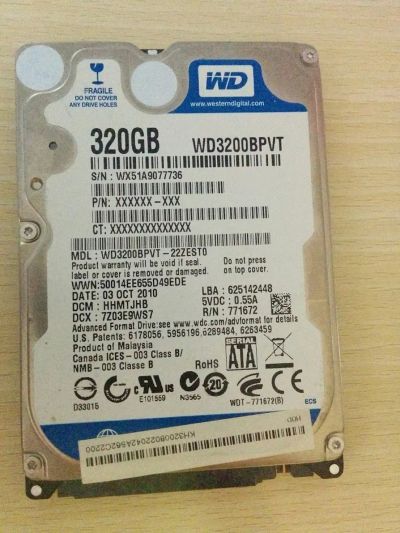 Лот: 8871055. Фото: 1. Неисправный HDD 320Gb Western... Жёсткие диски (HDD)