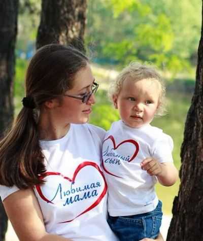 Лот: 3879190. Фото: 1. Парные футболки на маму и сына... Футболки, топы и майки