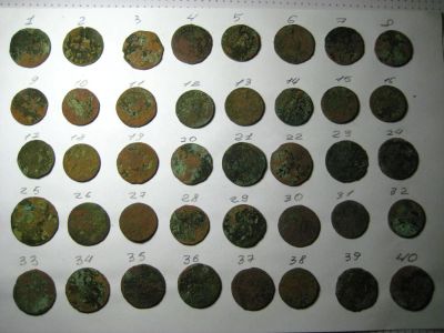 Лот: 8531200. Фото: 1. Копейки Петра-1, 40шт.,одни лотом... Россия до 1917 года