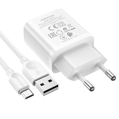 Лот: 17547339. Фото: 1. СЗУ USB 2.1A 10.5W + кабель microUSB... Зарядные устройства, блоки питания, адаптеры сетевые для смартфонов