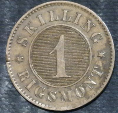 Лот: 15232653. Фото: 1. Дания. 1 скиллинг. 1856 год. Остальные страны