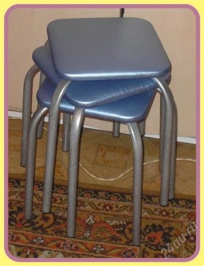 Лот: 2612836. Фото: 1. Табуретка новая мягкая-синяя.цена... Столы, стулья, обеденные группы