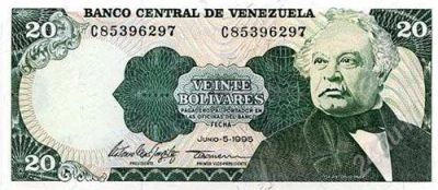 Лот: 72388. Фото: 1. Венесуэла. 20 боливар 1995г. Идеал... Америка