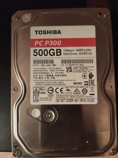 Лот: 19367158. Фото: 1. Жёсткий диск Toshiba 500. Жёсткие диски (HDD)