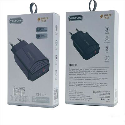 Лот: 22144998. Фото: 1. СЗУ YESPLUS YS-1107 USB-A+UBC-C... Зарядные устройства, блоки питания, адаптеры сетевые для смартфонов