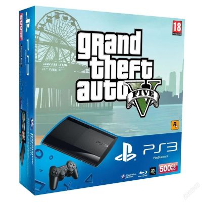 Лот: 3782864. Фото: 1. PS3 500GB + игра GTA V и God of... Игровые приставки, консоли
