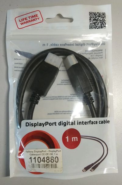 Лот: 17874295. Фото: 1. Кабель Dispalyport 1м новый. Шлейфы, кабели, переходники