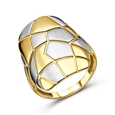 Лот: 23848725. Фото: 1. Серебряное кольцо с позолотой... Кольца, перстни