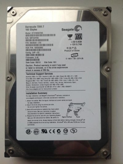 Лот: 7983133. Фото: 1. HDD Seagate 160 Гб SATA 7200rpm. Жёсткие диски (HDD)