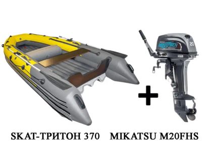 Лот: 20621812. Фото: 1. Лодка ПВХ SKAT Тритон 370 + 2х-тактный... Лодки и катера