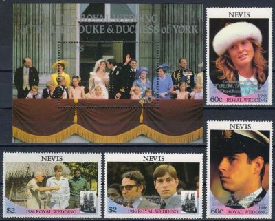 Лот: 16357626. Фото: 1. 1986. Невис. Королевская свадьба... Марки
