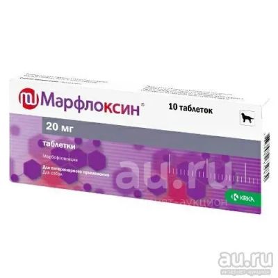 Лот: 25090109. Фото: 1. Марфлоксин таблетки 20 мг., упаковка... Лекарства для животных, ветеринарные препараты
