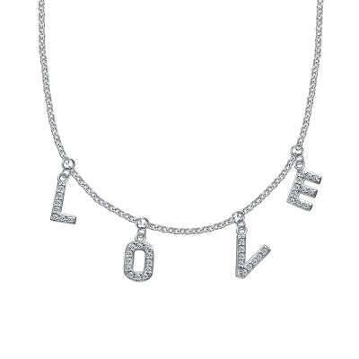 Лот: 23893585. Фото: 1. Серебряное колье Love с фианитами... Цепочки