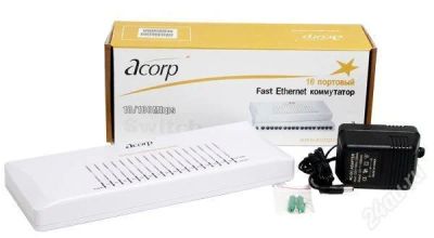 Лот: 1100830. Фото: 1. Acorp HU16DP 16-ти портовый 10... Маршрутизаторы (роутеры)