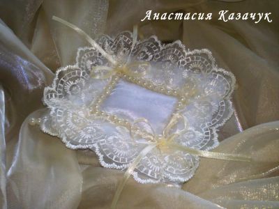 Лот: 4653545. Фото: 1. Подушечка для колец айвори 2. Свадебная атрибутика и декор