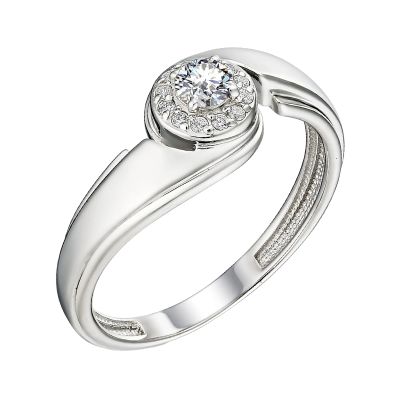 Лот: 23809323. Фото: 1. Серебряное кольцо с фианитом. Кольца, перстни